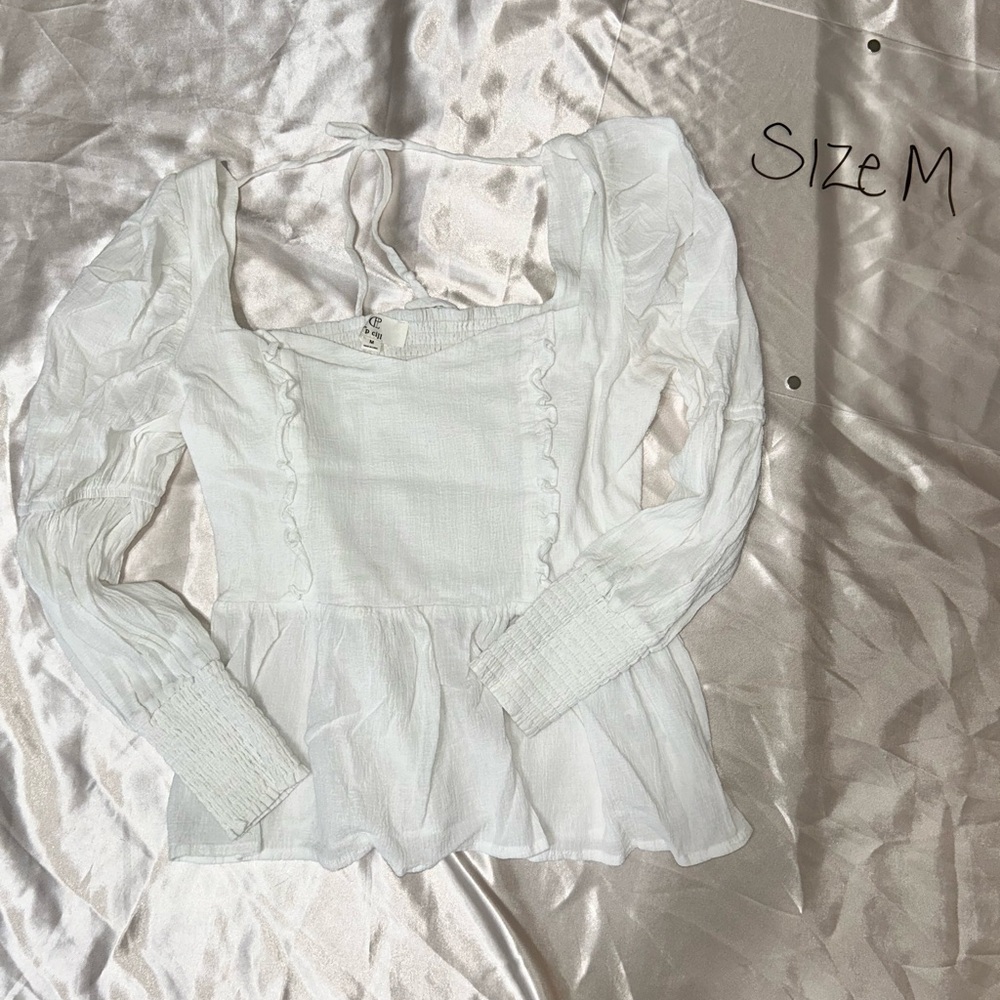 Trendy Boutique White Ruffled Blouse